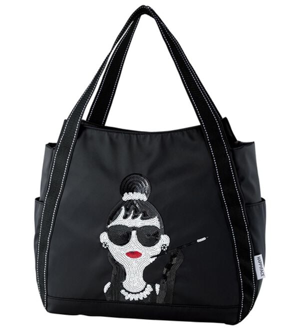 BELLUNA（ベルーナ）の「＜ハッピーフェイス＞スパンコール刺しゅうバッグ（トートバッグ）」｜ブラック