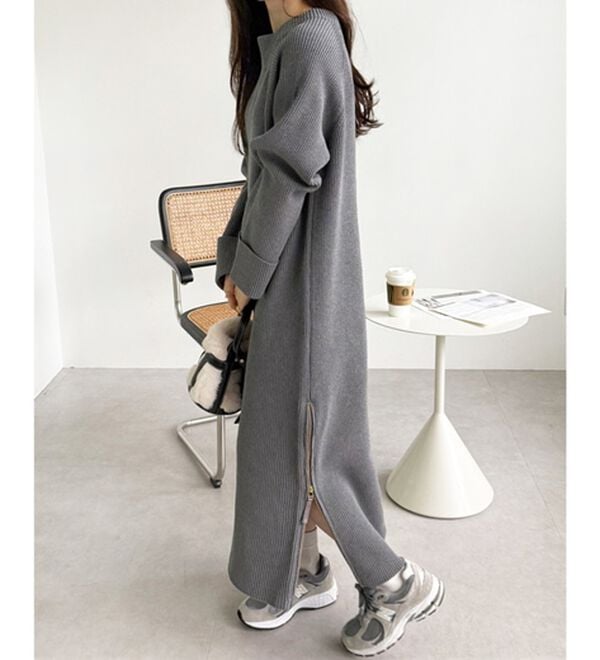 GeeRA（ジーラ）の「裾ファスナースリットニットワンピース（ニットワンピース）」｜詳細画像