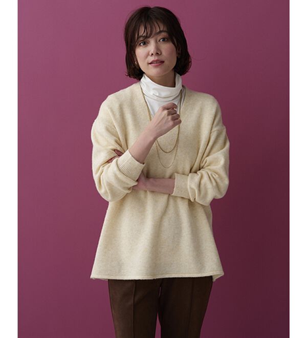 BELLUNA（ベルーナ）の「インナーに合わせるウール入りニットプルオーバー（ニット・セーター）」｜詳細画像