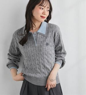 RANAN（ラナン）の「ダブルカラーニットポロ（ニット・セーター）」｜グレー系