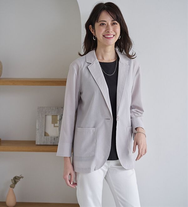 BELLUNA（ベルーナ）の「涼しげサッカー素材ウォッシャブルサマージャケット（その他ジャケット）」｜詳細画像