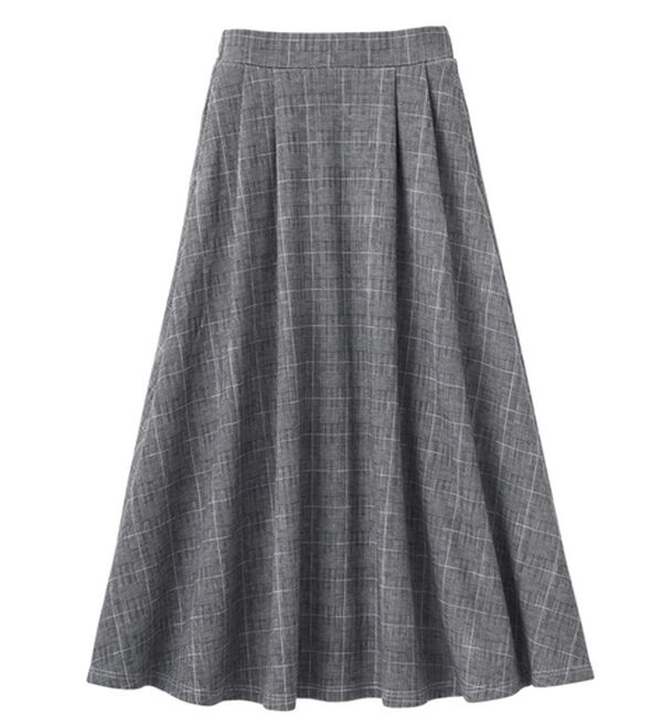 RANAN（ラナン）の「あったか！裏起毛ロングフレアースカート（ロングスカート）」｜グレンチェック