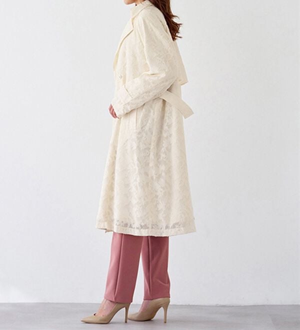 BELLUNA（ベルーナ）の「花柄カットジャカードトレンチコート（ロングコート）」｜詳細画像