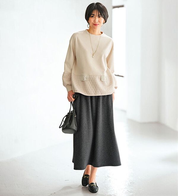 BELLUNA（ベルーナ）の「キルト切替スピンドル使いプルオーバー（カットソー）」｜詳細画像
