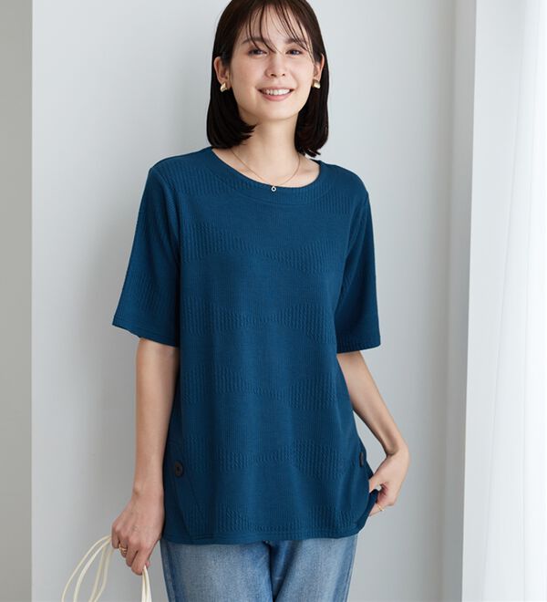 BELLUNA（ベルーナ）の「波柄ジャカード素材裾ボタンチュニック（チュニック）」｜詳細画像