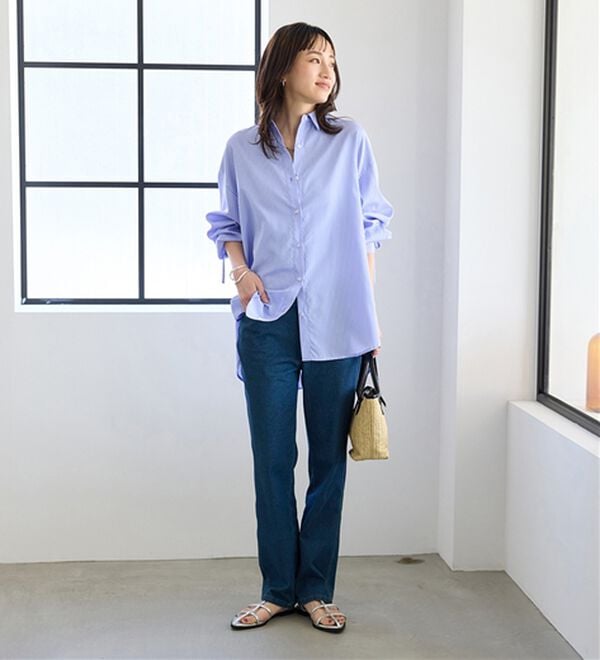 BELLUNA（ベルーナ）の「ヒンヤリ快適！接触冷感ニットデニムパンツ（フルレングスパンツ）」｜詳細画像