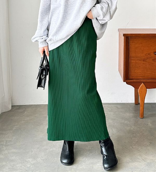 GeeRA（ジーラ）の「【着回し力◎】楽ちんすっきり見え！リブロングスカート（ロングスカート）」｜詳細画像