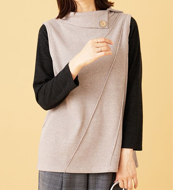 BELLUNA（ベルーナ）の「【2点セット】裏起毛素材衿デザインアンサンブル（アンサンブル）」｜詳細画像