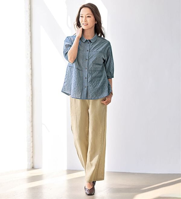 BELLUNA（ベルーナ）の「夏に嬉しいさらっと切替シャツブラウス（シャツ）」｜詳細画像