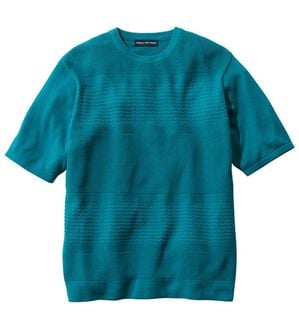 「＜コムルヴァン・オム＞涼感バンブーニットＴシャツ（メンズＴシャツ）」｜ターコイズ