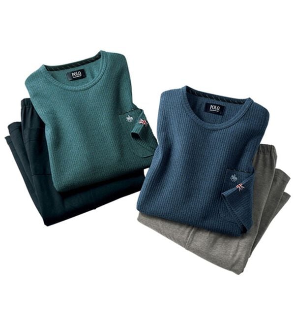 「【２着組】＜ポロ・ビーシーエス＞お洒落な７分袖ルームウェア（メンズルームウェア）」｜詳細画像