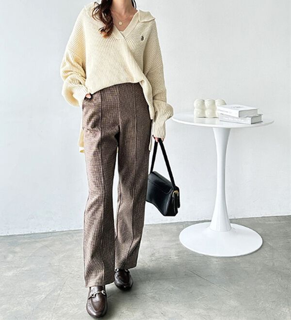 GeeRA（ジーラ）の「ウールライクピンタックストレートパンツ（ワイドパンツ・ガウチョ）」｜詳細画像