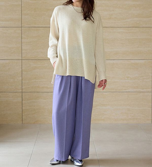 RANAN（ラナン）の「ワイドリブ使いカラーニットチュニック（ニット・セーター）」｜詳細画像