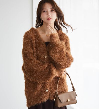 RANAN（ラナン）の「ラメ2WAYシャギーニットカーディガン（ニットカーディガン）」