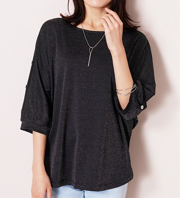 BELLUNA（ベルーナ）の「ラメ調肩ボタンデザインプルオーバー（カットソー）」｜詳細画像