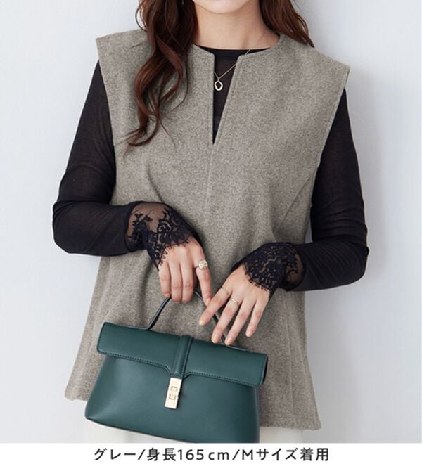 alotta（アロッタ）の「圧縮ニットキーネックベスト（ベスト）」｜詳細画像