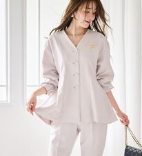 RANAN（ラナン）の「【２点セット】Ｖネックペプラムセットアップ（パンツスーツ）」