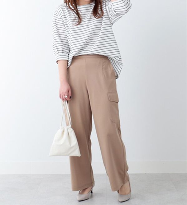 BELLUNA（ベルーナ）の「リップルボーダー袖タックプルオーバー（カットソー）」｜詳細画像