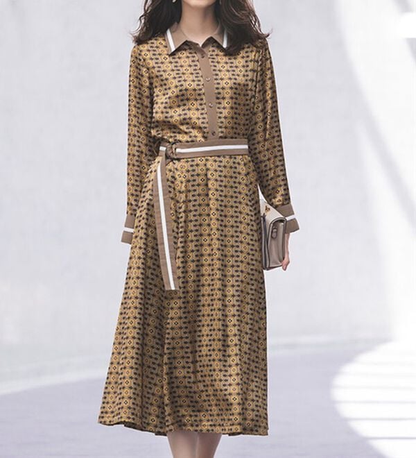 RANAN（ラナン）の「レトロ幾何柄シャツプリントワンピース（プリントワンピース）」｜詳細画像