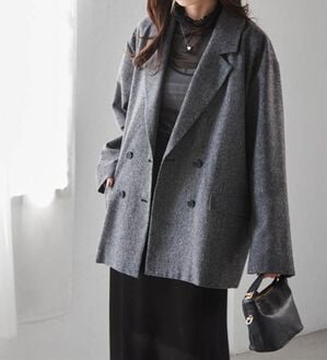 RANAN（ラナン）の「ダブルテーラードツイードジャケット（テーラードジャケット）」｜ブラック