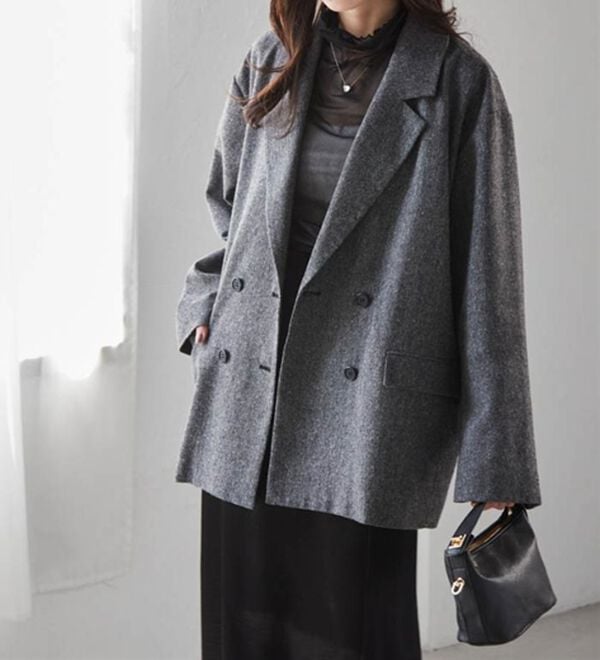 RANAN（ラナン）の「ダブルテーラードツイードジャケット（テーラードジャケット）」｜ブラック