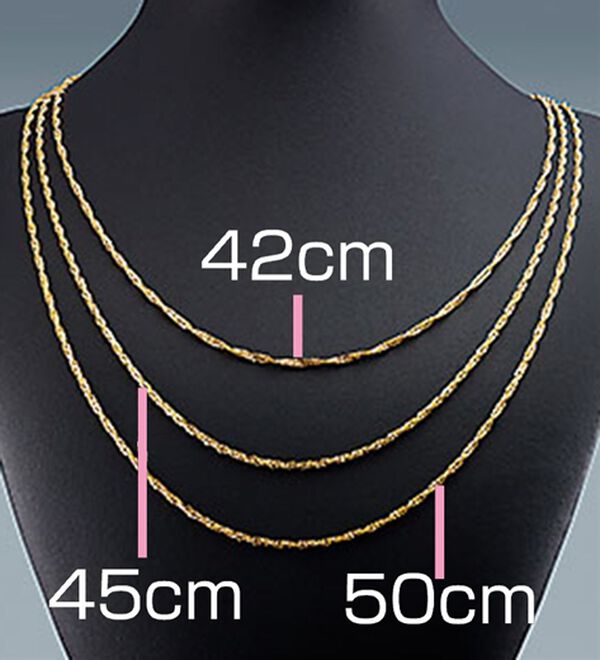 イタリ―製 ゴ―ルドネックレス スクリューチェーン 長さが選べる18金イタリア製スクリューチェーンネックレス