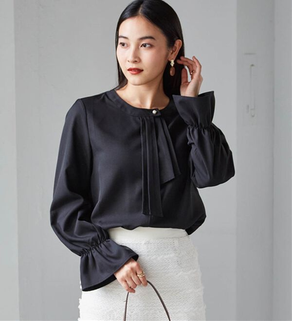 RANAN（ラナン）の「パール付きボウタイブラウス（ブラウス）」｜詳細画像