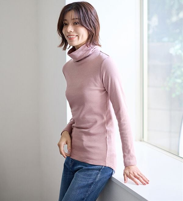 LAVIENNE（ラヴィエンヌ）の「【医師オススメ】綿１００％吸湿発熱あったかインナー　タートルネックインナー長袖（肌着・インナーウェア）」｜詳細画像