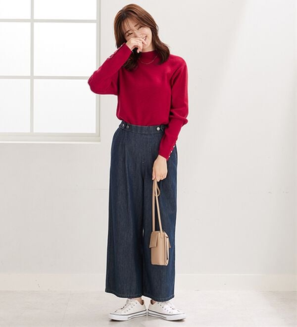 BELLUNA（ベルーナ）の「もちもち袖ボタンニットプルオーバー（ニット・セーター）」｜詳細画像