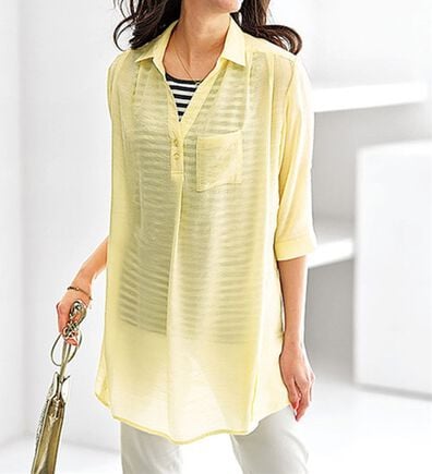 BELLUNA（ベルーナ）の「スラブ素材裾ボタン使いシャツアンサンブル（アンサンブル）」