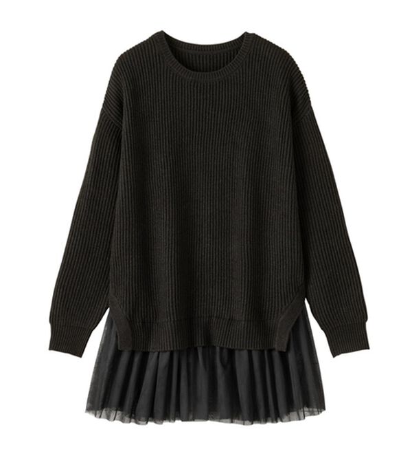 alotta（アロッタ）の「裾チュールレイヤード風ニット（ニット・セーター）」｜詳細画像