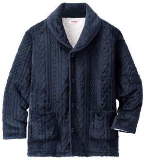 「ホカロンぬくもり設計のぽか暖ルームジャケット（メンズルームウェア）」｜ネイビー