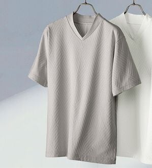 「ジャカードジャケットインＴシャツ（メンズＴシャツ）」｜グレー