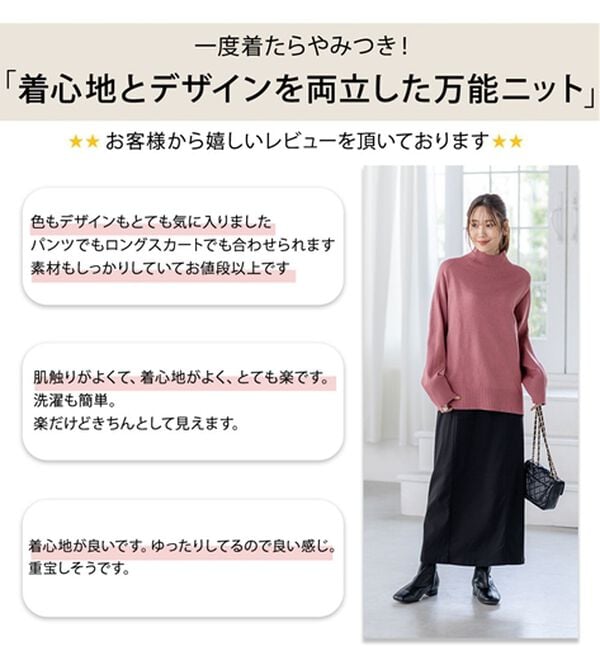 BELLUNA（ベルーナ）の「トレーナーがカジュアルすぎる方に！洗えるリブハイネックニット（ニット・セーター）」｜詳細画像