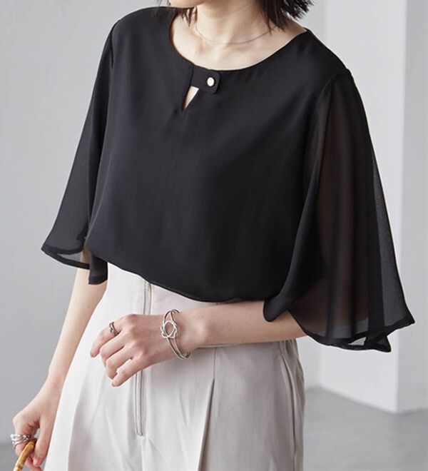 RANAN（ラナン）の「ひんやり！フレアー袖シフォンブラウス（ブラウス）」｜詳細画像