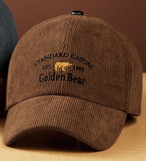 「＜ゴールデンベア＞深めが嬉しい！あったかコーデュロイキャップ（メンズ帽子）」｜ブラウン