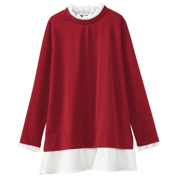 BELLUNA（ベルーナ）の「これ一枚でおしゃれ！重ね着風カットソーチュニック（チュニック）」｜詳細画像