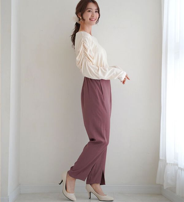 A HAPPY MARILYN（アハッピーマリリン）の「【Ｌ～６Ｌ】【ＭａｒｉｌｙｎＳｗｅｅｔ】体型別フェミニン パフスリーブカットソープルオーバー（カットソー）」｜詳細画像