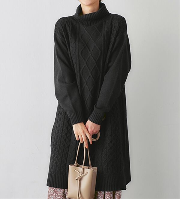 Viola e Viola（ヴィオラ エ ヴィオラ）の「ふんわりケーブルニットワンピ（ニットワンピース）」｜詳細画像