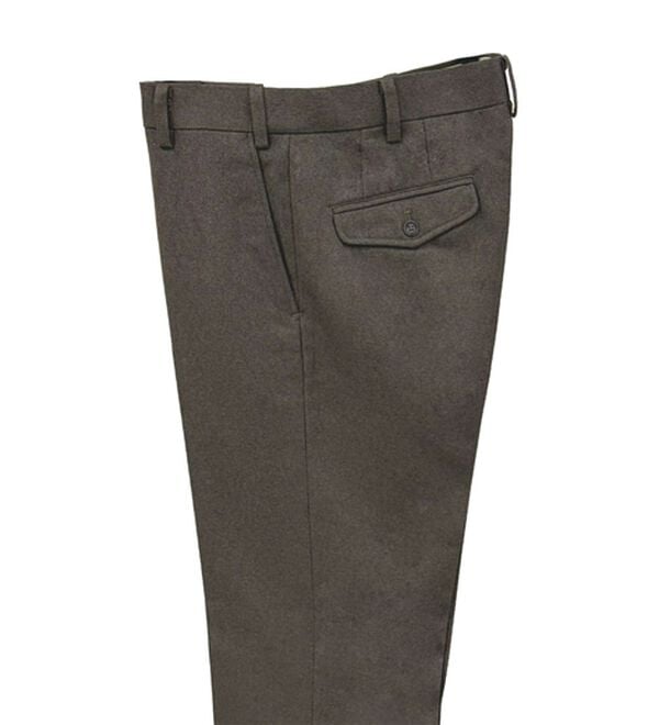 「裾上げ済裏起毛すっきりシルエットスラックス　ノータック（メンズスラックス）」｜ブラウン