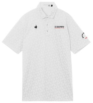 「＜ルコック＞ゴルフ　トライアングルジャガード半袖シャツ（メンズシャツ）」｜ホワイト
