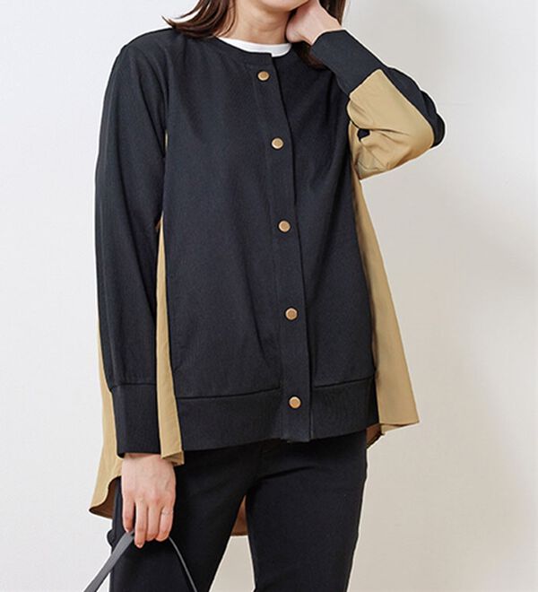 BELLUNA（ベルーナ）の「【Ｌａｇｒｉｌｕａ】異素材切替バックフレアー配色カーディガン（その他カーディガン）」｜詳細画像