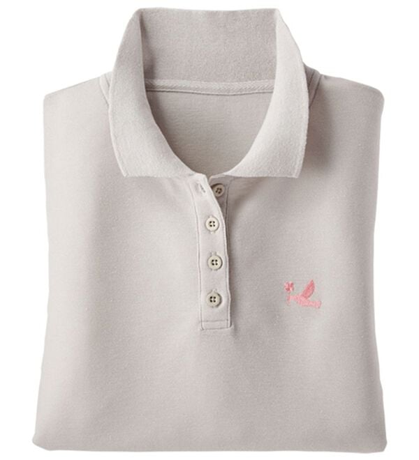 BELLUNA（ベルーナ）の「【多機能満載！】綿混素材かのこデザイン7分袖ポロシャツ（ポロシャツ）」｜ライトグレー