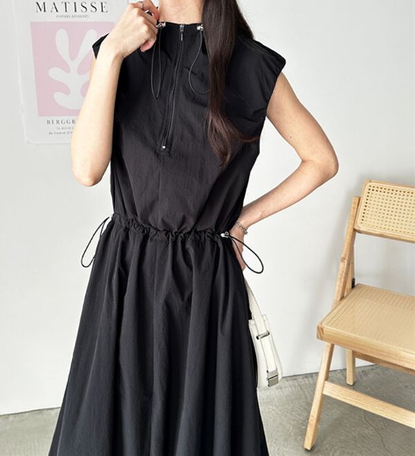 GeeRA（ジーラ）の「ハーフジップウエストドロストバルーンワンピース（カットソーワンピース）」｜詳細画像