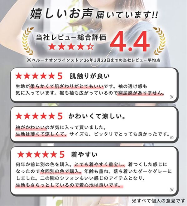 Viola e Viola（ヴィオラ エ ヴィオラ）の「【５つの機能付】袖シフォンゆるＴシャツ（Tシャツ）」｜詳細画像