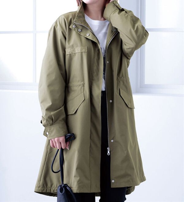 BELLUNA（ベルーナ）の「裏フリース素材スタンド衿ロング丈ブルゾン（ロングコート）」｜詳細画像