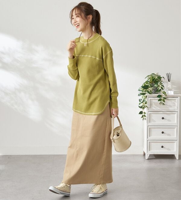 BELLUNA（ベルーナ）の「裏起毛ワッフル素材チュニック（チュニック）」｜詳細画像