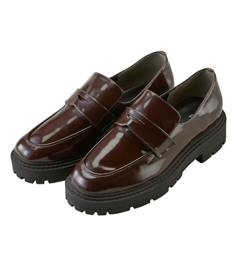 美品✨オセアニカ 厚底 ウェーブソール シボ革パイソンローファー 24 茶 美品✨オセアニカ 厚底 ウェーブソール シボ革パイソンローファー 24 茶