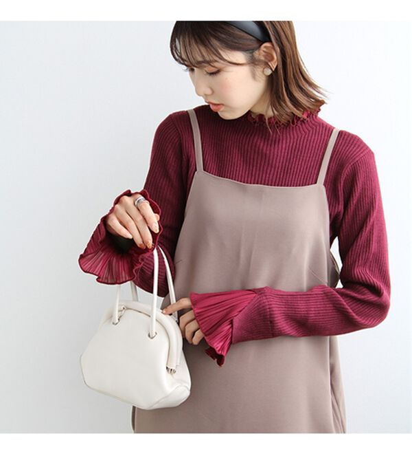 GeeRA（ジーラ）の「プリーツ付ハイネックリブニットトップス（ニット・セーター）」｜詳細画像