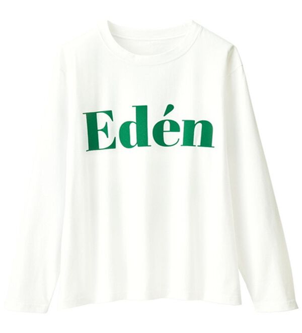 RANAN（ラナン）の「フロッキープリントロゴＴシャツ（Tシャツ）」｜オフホワイトグリーン(EDEN)